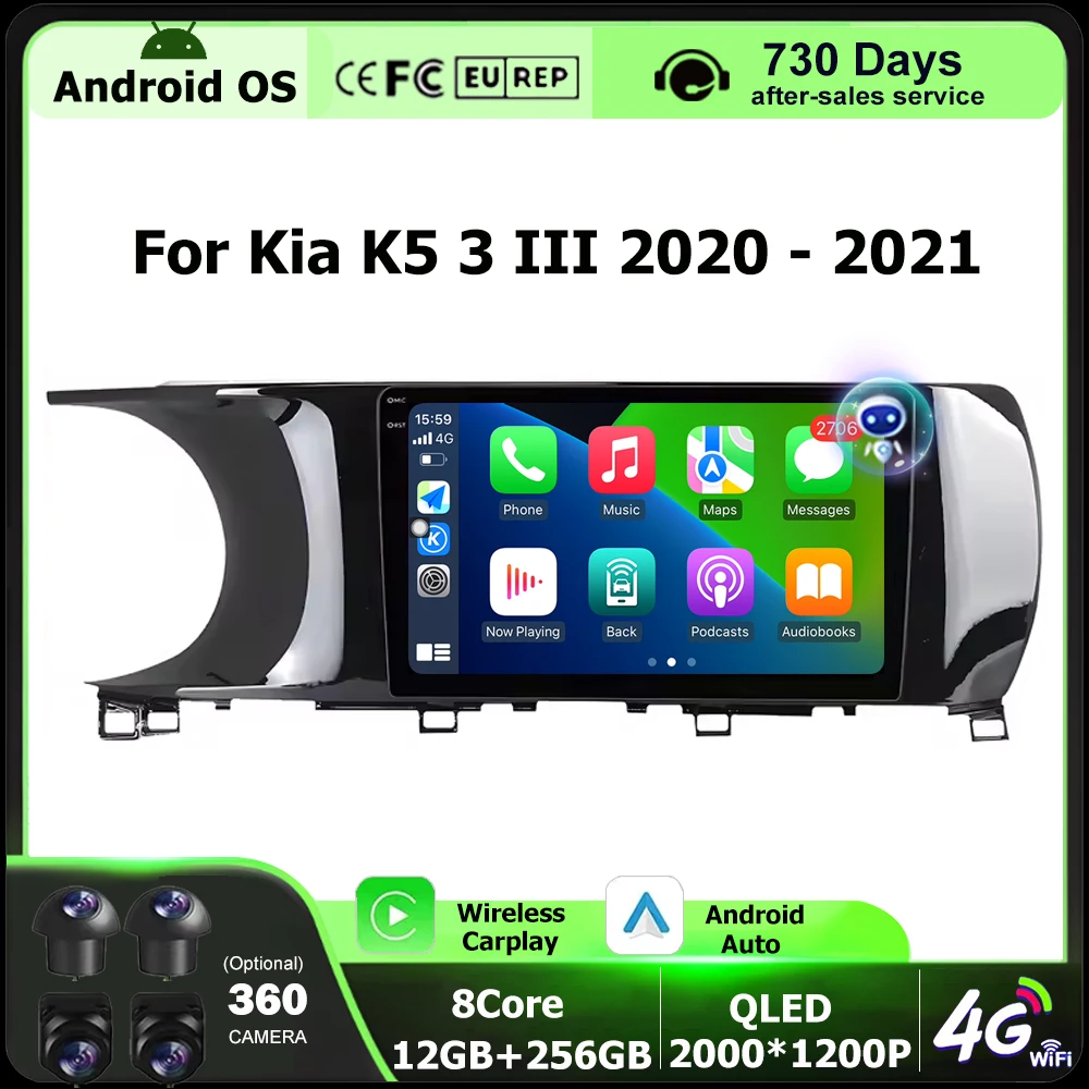 

Android 16 Auto Carplay For Kia K5 3 III 2020 - 2021 Car Radio Multimedia Video Player GPS Navigation Stereo 360 Camera BT DSP