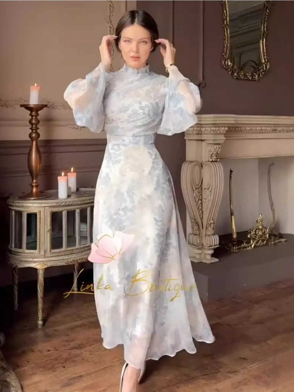 

Eid Party Dress Women Flower Print Bandage Slim Fit Muslim Abaya Long Sleeve Jalabiya Ramadan Vestidos Largos Arab Long Robe