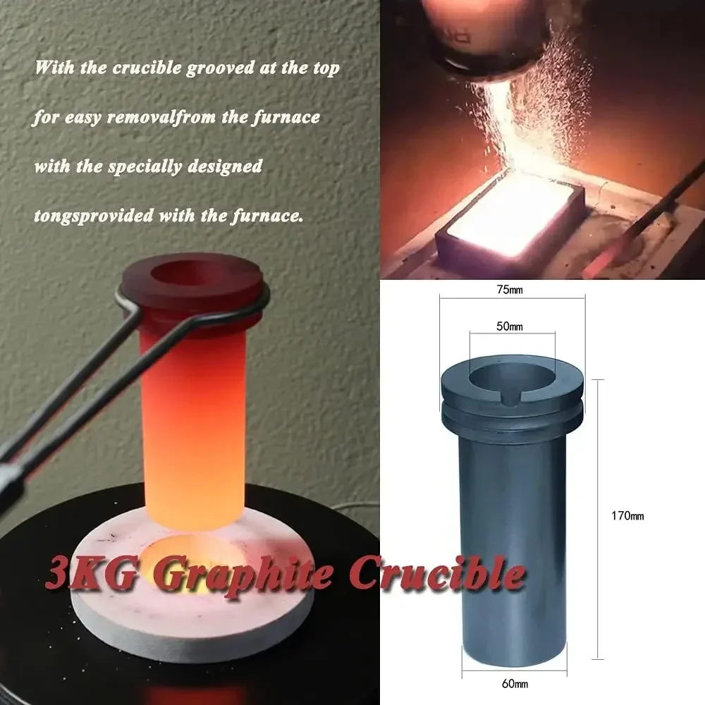 1600W Digital Electric Melting Furnace 3KG Refining Casting Furnace Gold Melting Jewelry Smelting Tool with Graphite Crucible