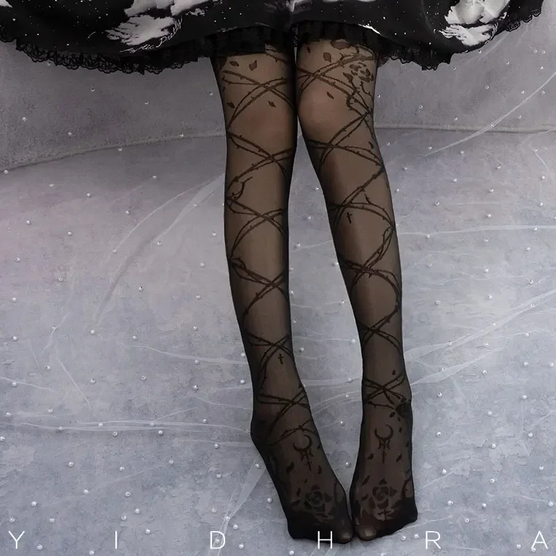 Thorns\' Dream ~ Gothic Lolita Tights Sheer Summer Pantyhose by Yidhra