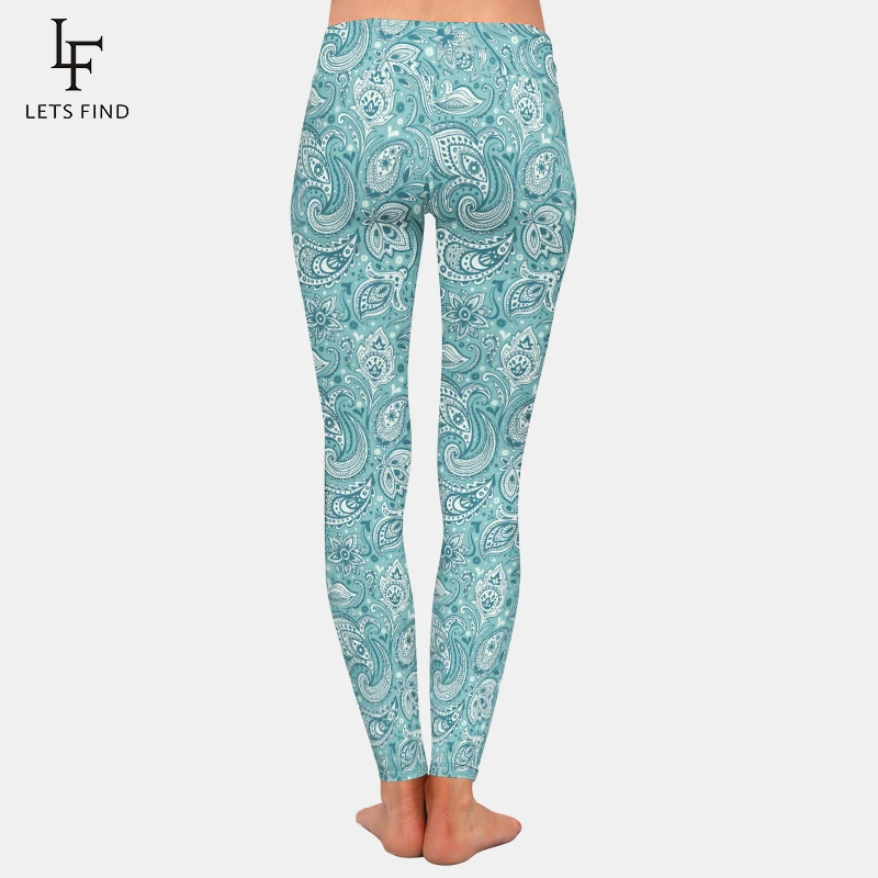 New Warm Casual Style Cashew Flowers Printing Leggings High Waist  Women Legging Stretchy Trousers Pants