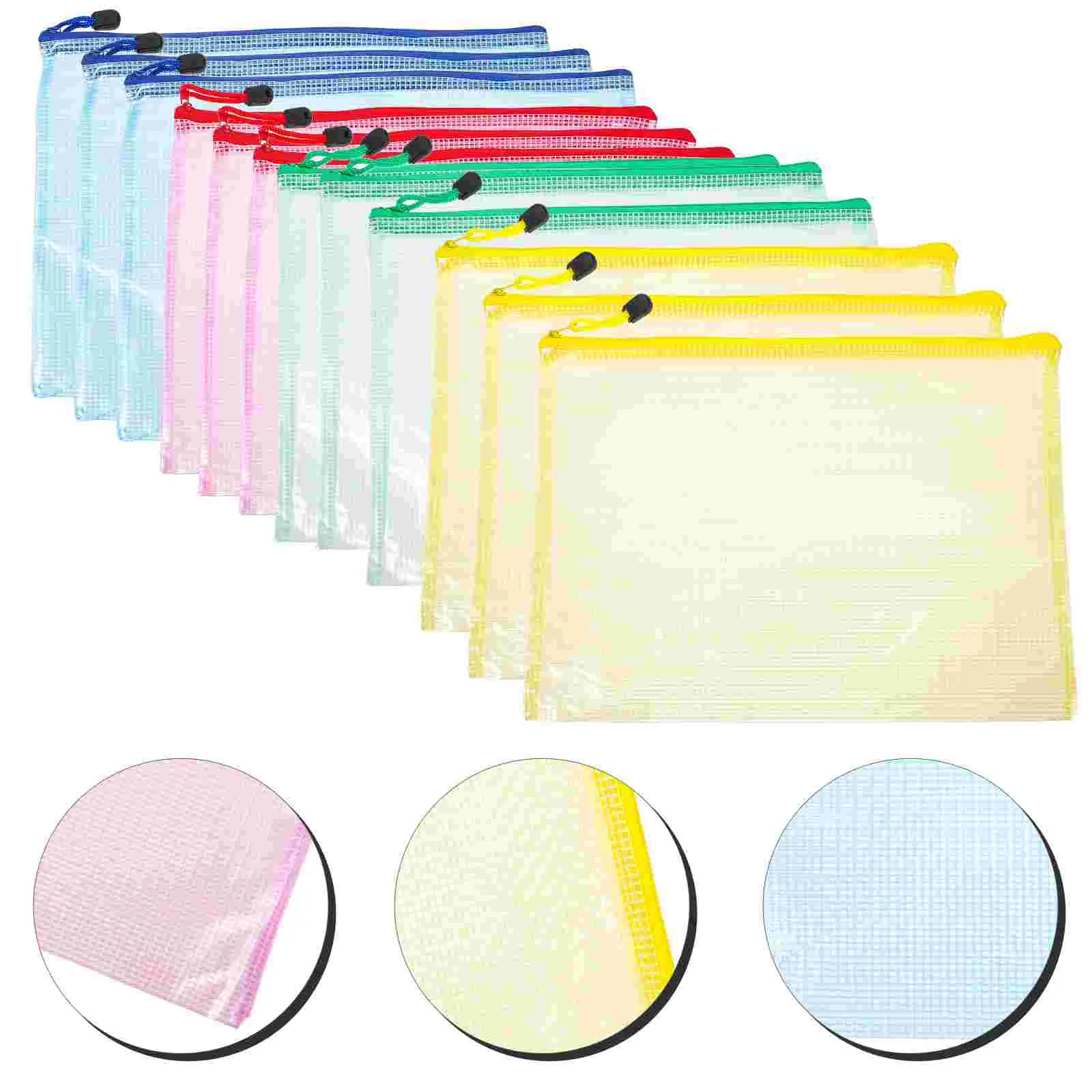 

12 Pcs A4 Transparent File Bag Receipt Holders Bills Storage Organizer Zipper Documents Pouches Pvc Container