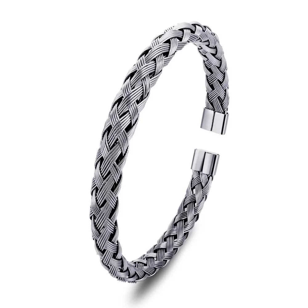 Twisted Wire Stainless Steel Bracelet Woven Style Solid Color Open Bangle Waterproof Adjustable Twisted Wire Bracelet Gift Idea