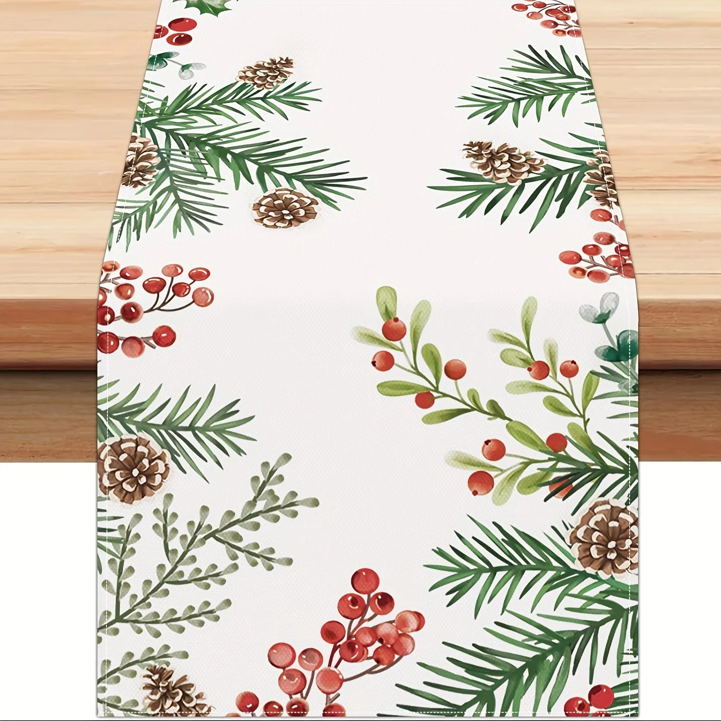 

VIKAMA Winter Table Runner Christmas Bow Ball Sequins Christmas Star Floral Runner Home Farmhouse Party Restaurant Decor