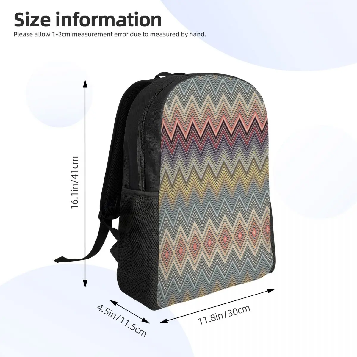 Pastel Home Zig Zag Backpack for Men Women Waterproof College School Camouflage Bohemian Bag Print Bookbag