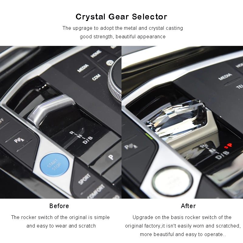 New Arrival Crystal Gear Shift Knob Set for BMW I3  I4 IX3 IX4 X7 New 3 Series G20 Car Accessories 2023 Auto Gear Selector