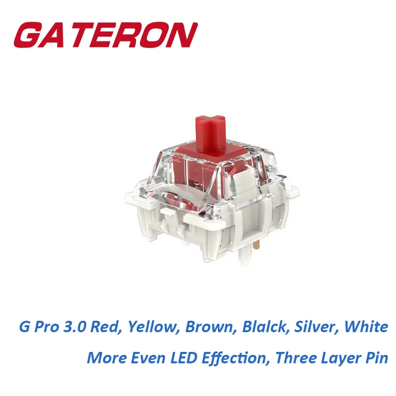GATERON-Teclado Mecânico, G Pro 3.0, 3Pin, 5Pin, SMD, RGB Linear Tactile, Interruptor preto, branco, amarelo, vermelho, prateado, castanho, pré-testado