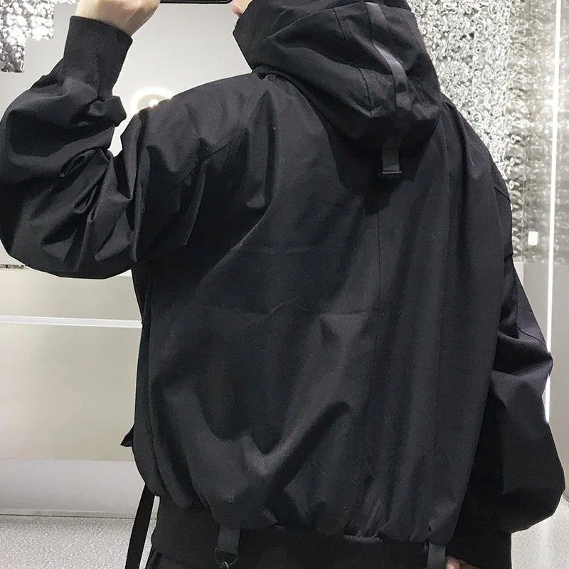 Hip Hop  Women and Men Jacket Streetwear  Style  Hooded Autumn Spring Coat Gothic Clothes Techwear