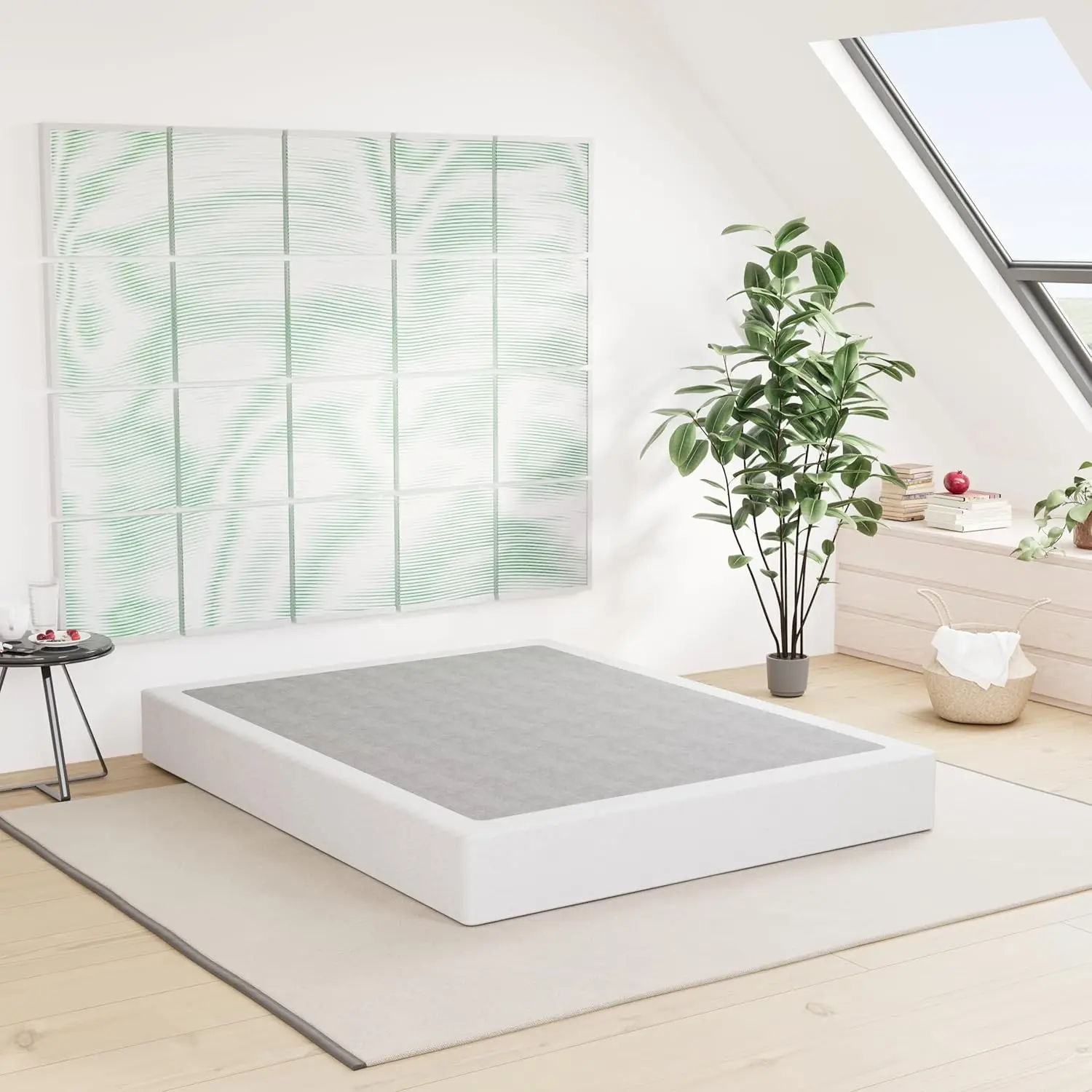 8 H Queen Box Spring Only, Heavy Duty Metal Mattress Foundation, Easy Clean Fabric Bed Cover, Non-Slip, Noise Free, Easy