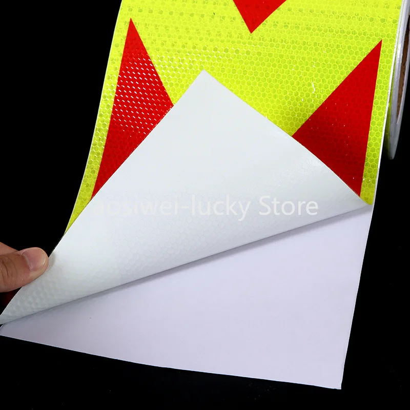 Cinta reflectante de seguridad impermeable de 20CM x 5M, tiras reflectoras adhesivas fuertes fluorescentes amarillas y rojas, pegatinas de precaución de peligro para camiones