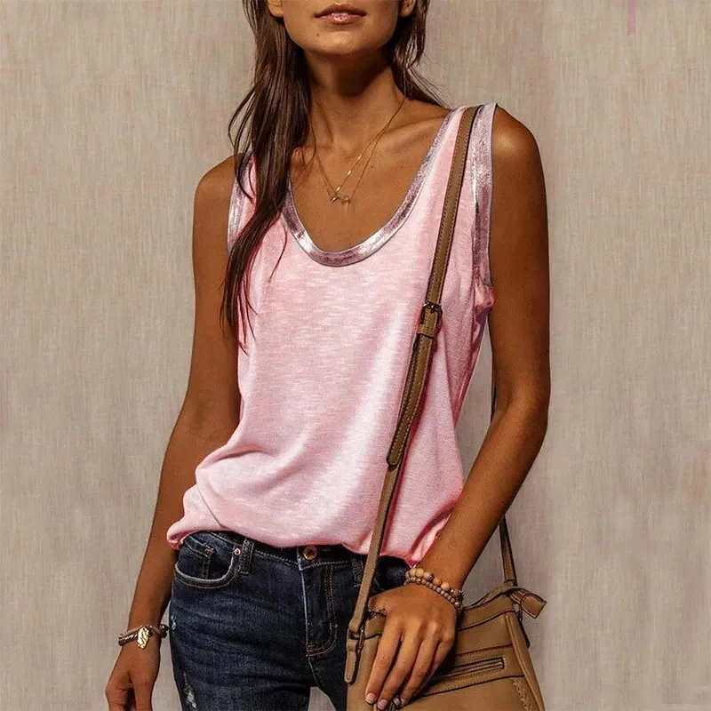 

♥Halloween Cosplay Costume Contrast Stitching Tank Tops O Neck Sleeveless Shirt Women's Elegant Clot New 2026 Surprise Clothing