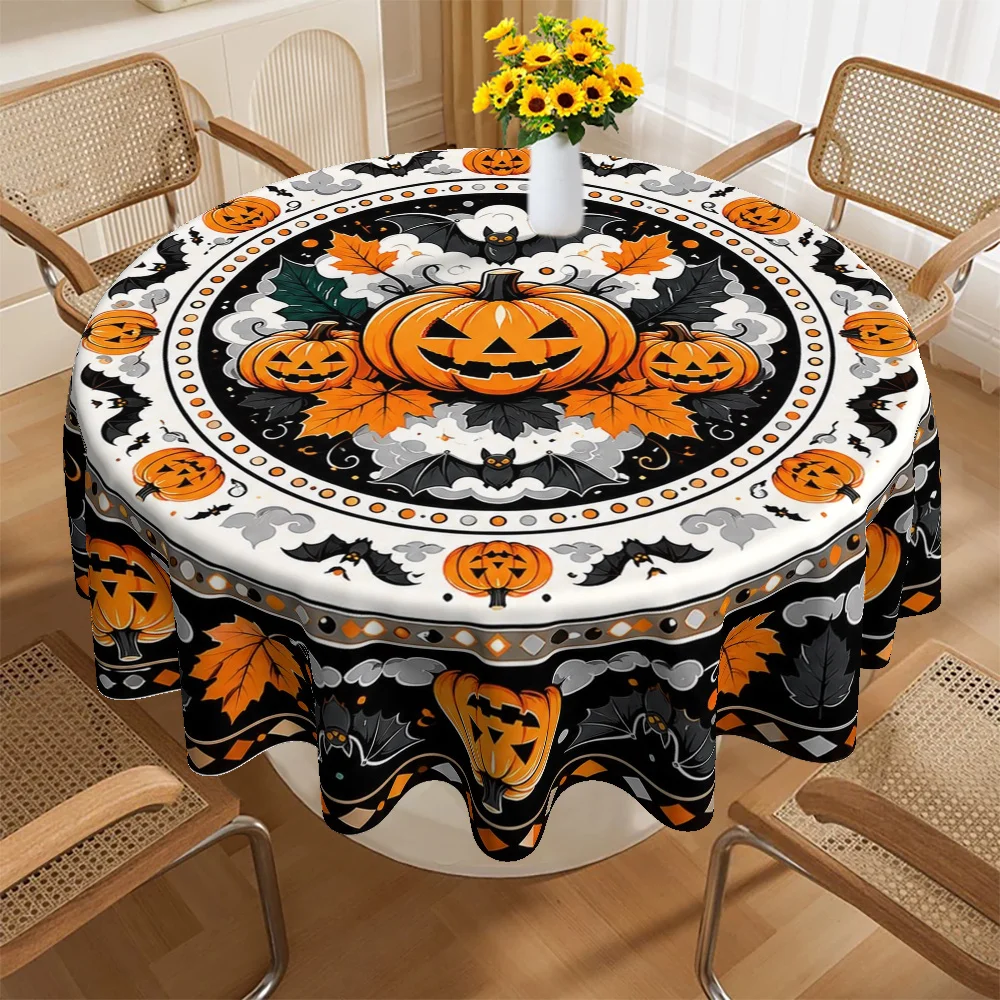 One tablecloth, with a Halloween theme, featuring pumpkin and bat patterns, suitable for both home kitchens and restaurantszyc