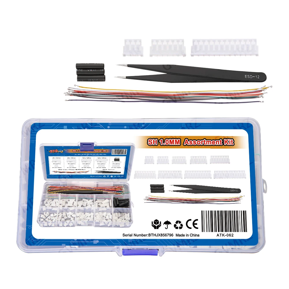 SH1.0MM 7P 8P JST 1mm Cable Connector Kit JST Male Header 3P-12P with 28AWG Crimped With Terminal for GPS Racing Drone Wire 3P