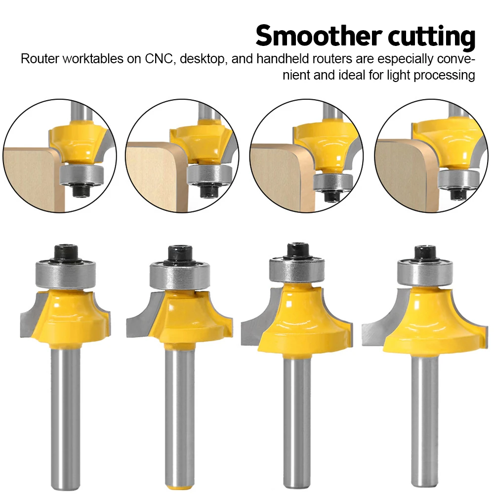 1/8 inch 3/16 inch 1/4 inch 5/16 inch Fillet Radius Shank Corner Rounding Over Router Bit With Bearing Wood Milling Cutter