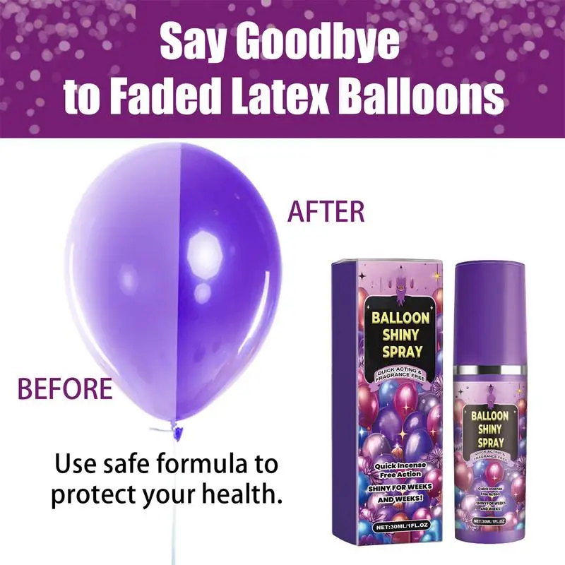 Spray Lucidante Per Palloncini 30ml – Brillantezza Istantanea Ad Asciugatura Rapida – Protezione UV E Antiossidante – Per Lattice E Alluminio – Decorazioni Di Compleanno E Feste