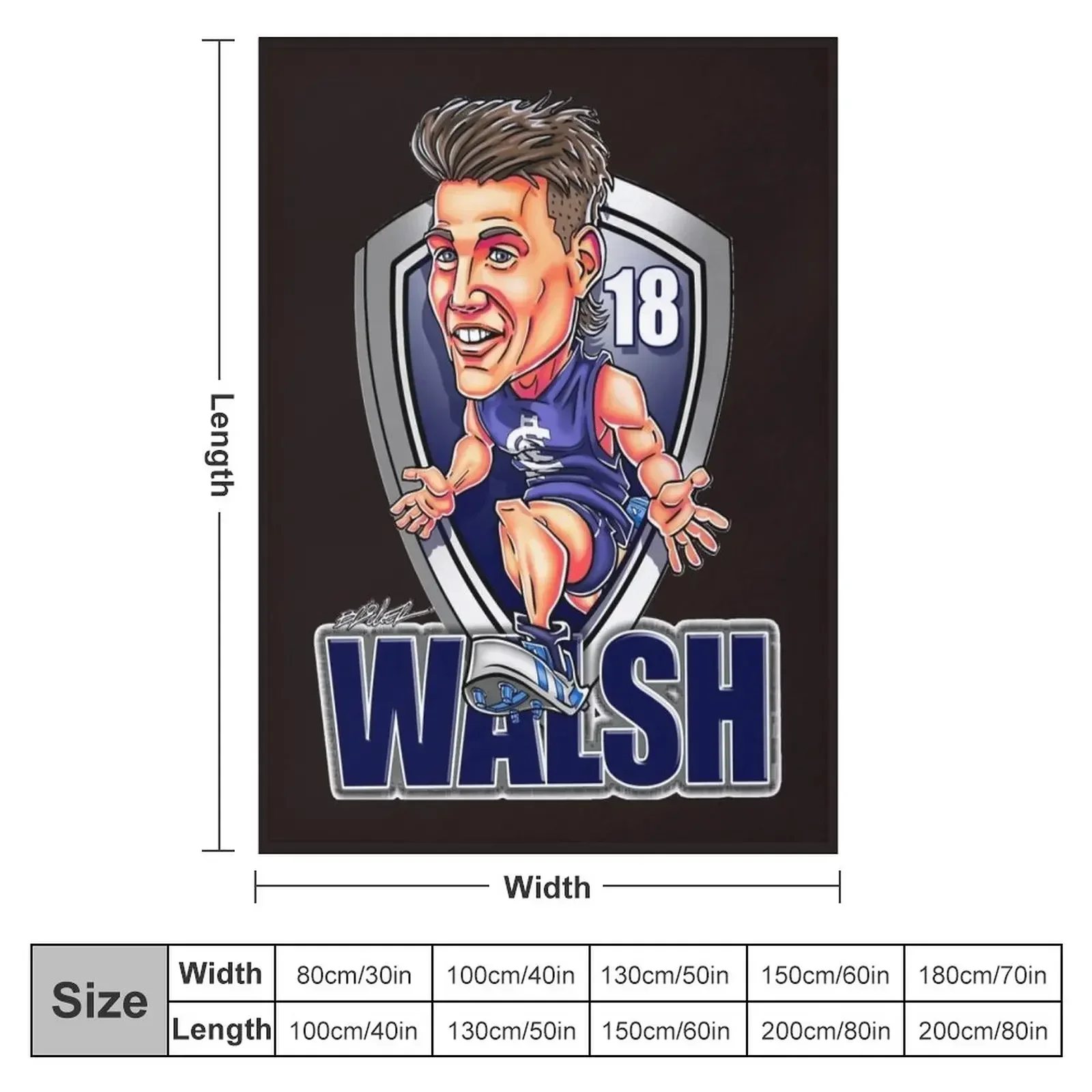 Sam Walsh cartoon - Carlton Blues - Unique artwork by BrockerClassic T-Shirt Throw Blanket Large Baby Blankets