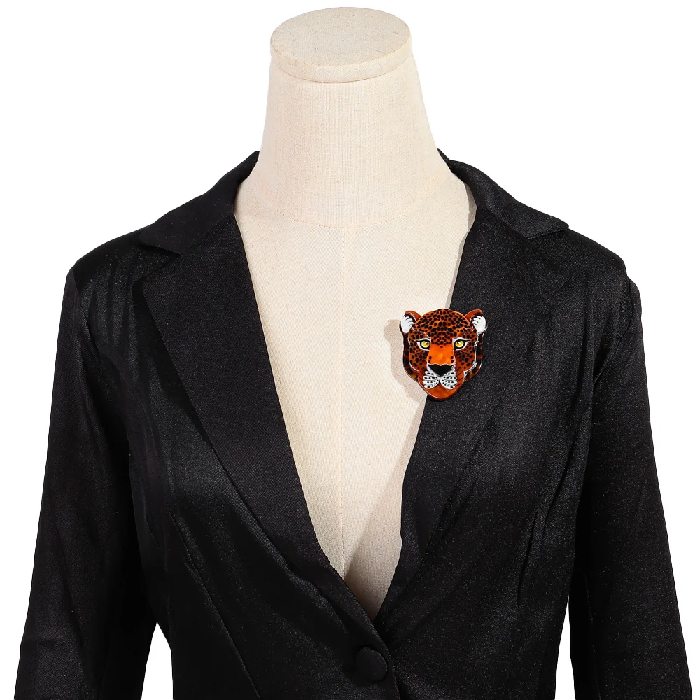 Vintage Acrylic Leopard Panther Tiger Brooches for Women Lovely Animal Lady Brooch Lapel Pins Clothing Jewelry Accessories view 4