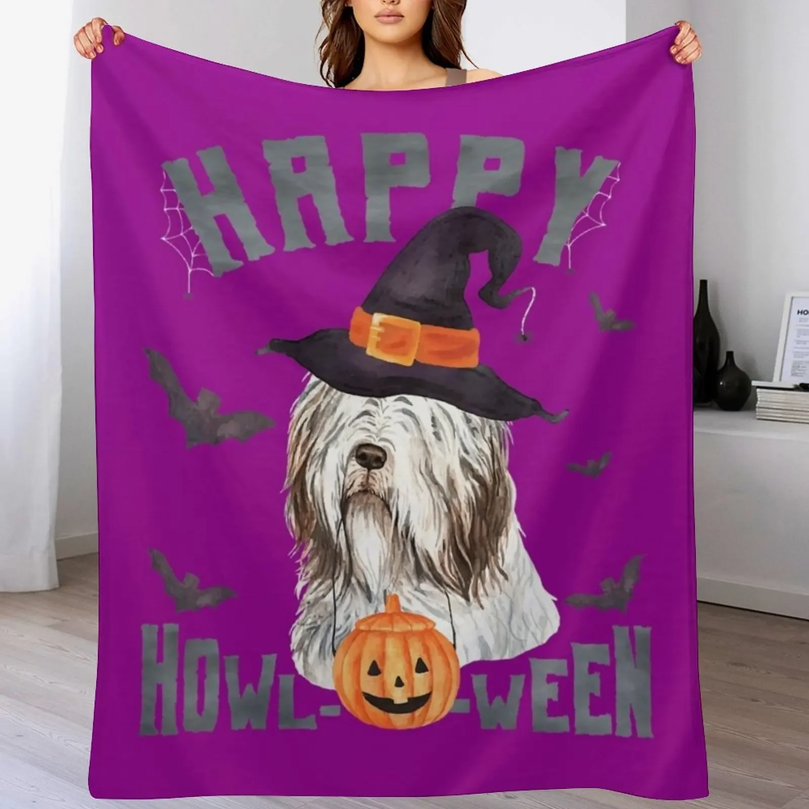 Happy Howloween Bearded Collie Dog Pun Halloween Costume Throw Blanket Luxury Summer Blankets