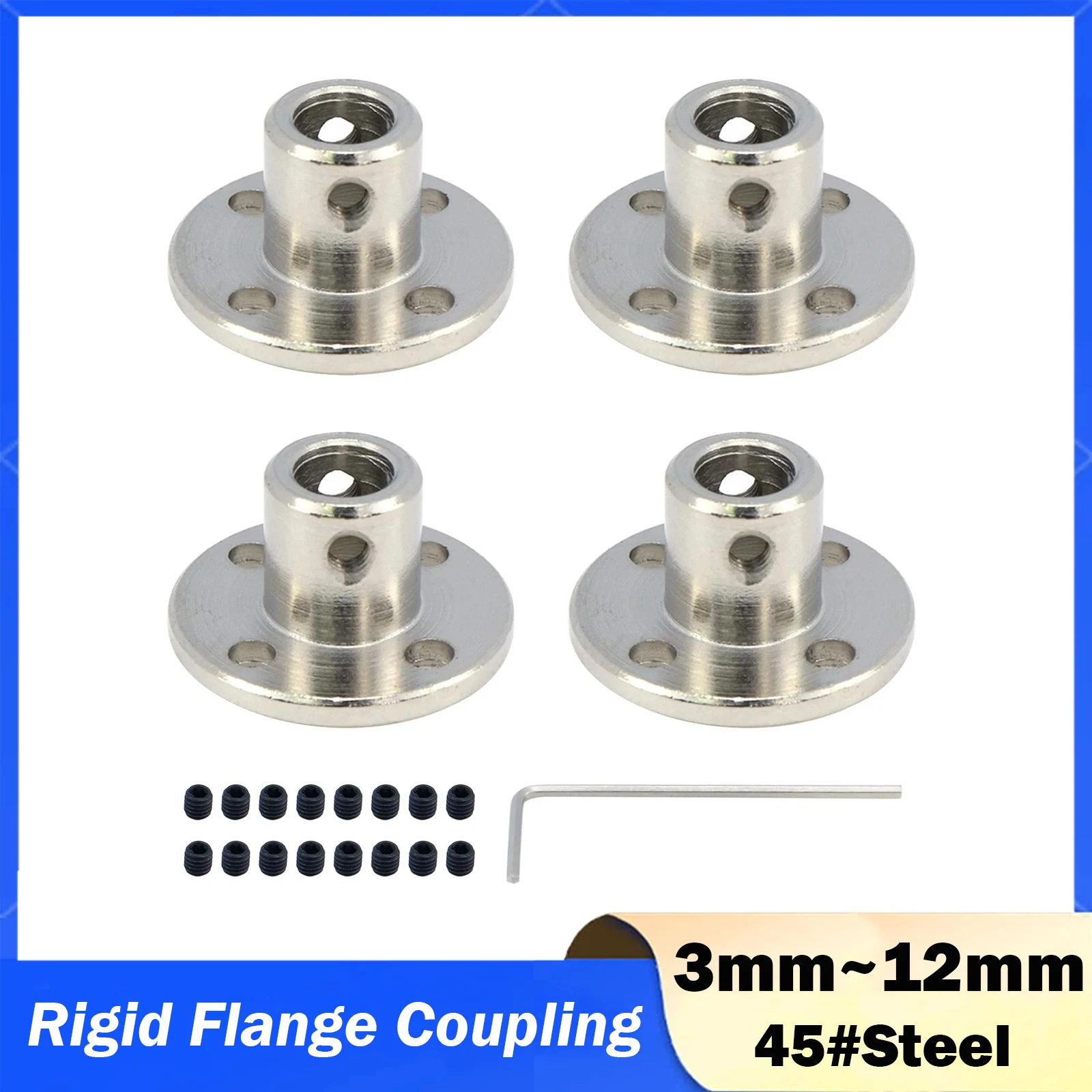 1PCS 3mm 3.17mm 4mm 5mm 6mm 6.35mm 7mm 8mm 10mm 11mm 12mm Rigid Flange Coupling Motor Guide Shaft Coupler Support Connector