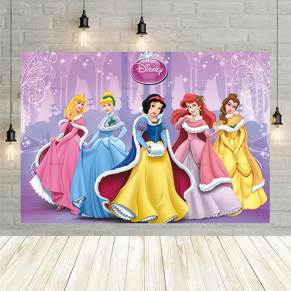 Fondali di compleanno della ragazza della principessa Disney fotografia neonato doccia decorazioni per feste sfondo fotografico Studio fotografico per bambini