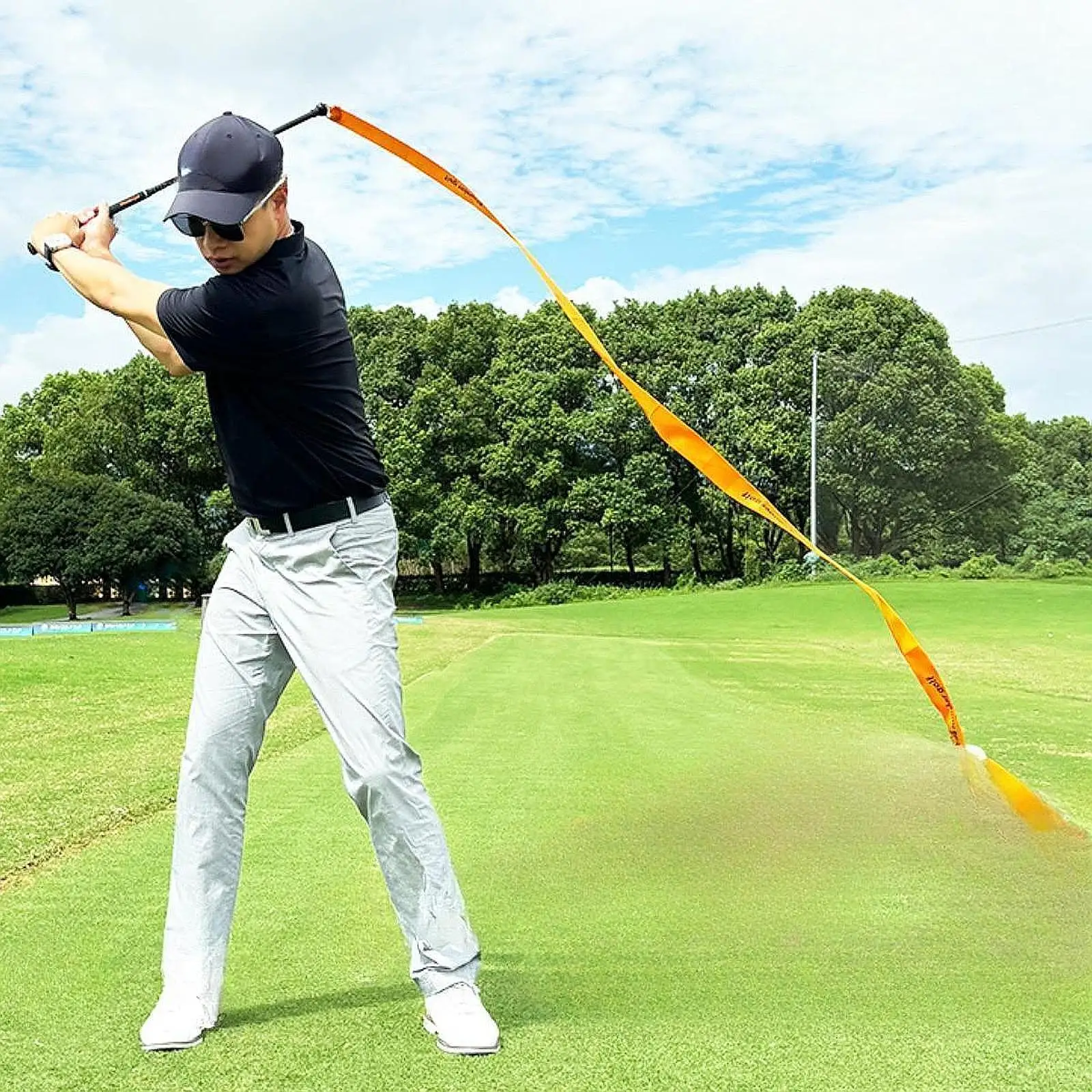 Golf Swing Training with Ribbon Warm up Rod for Beginners Children Women Men