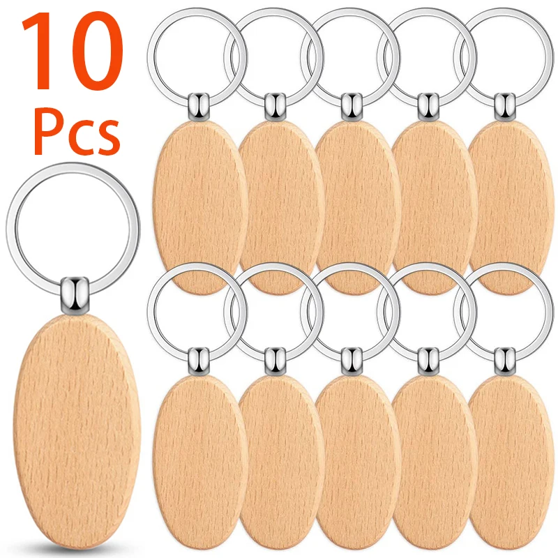 

10Pcs Oval Wooden Keyhains Oval Shaped Keyrings Wooden Keychain Blank Wood Keychains For Diy Craft