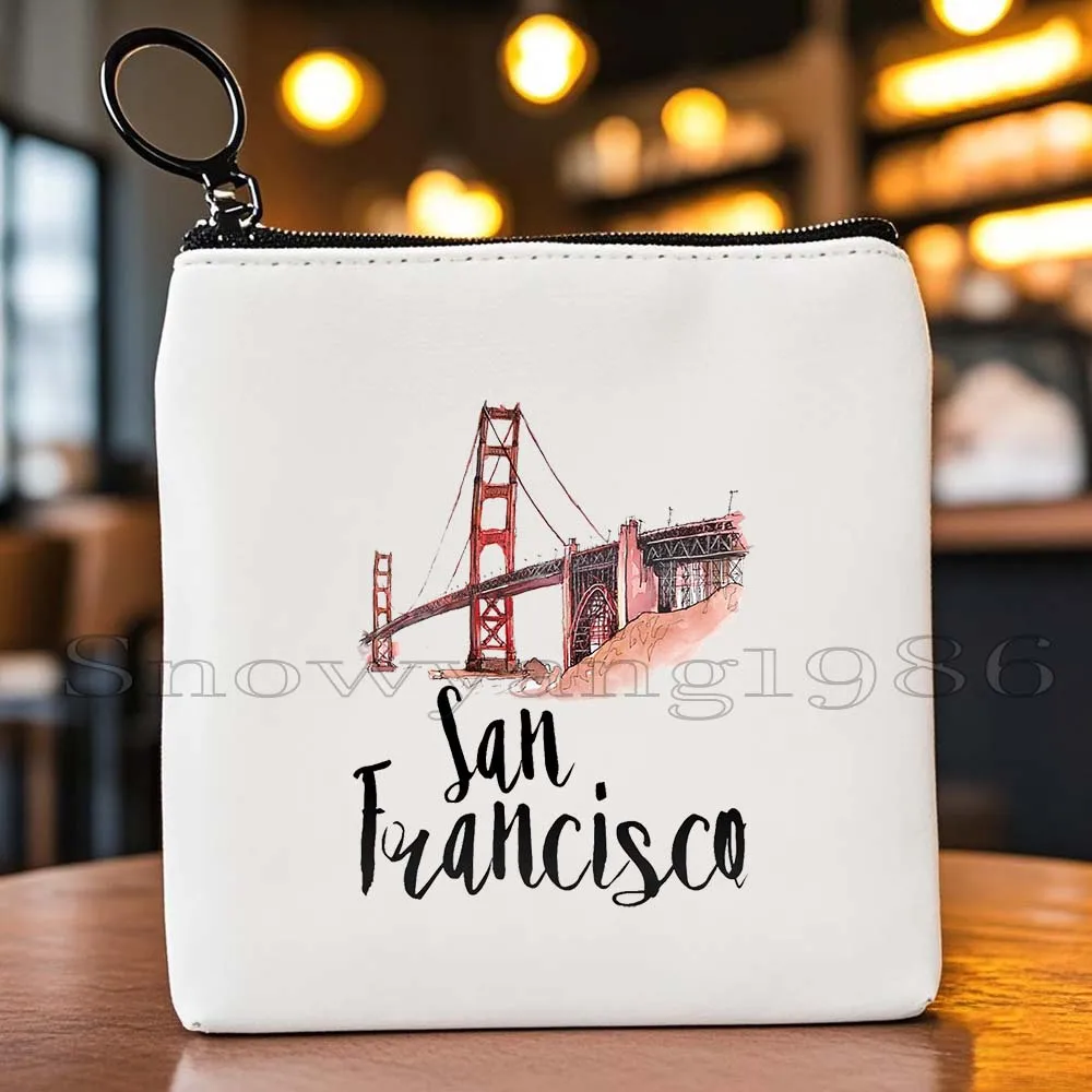 سياتل ميامي شيكاغو باريس ميلان نيويورك موسكو لوس أنجلوس تاج محل هولندا قماش محفظة نسائية للعملات المعدنية مفتاح القضية حقيبة المحفظة الحقيبة