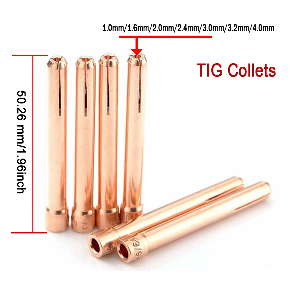 4Pcs TIG Welding Torch 54N14 #8 Nozzles TIG Collet Body MEDIUM Gas Lens 1.0/1.6/2.0/2.4/3.2/4.0mm For TIG WP17 WP18 WP26 Series