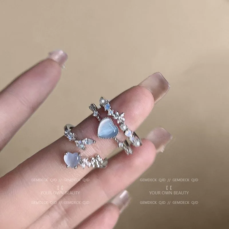 Unique Design Love Heart Silver Color Hanging Chain Ring Elegant Charm Index Finger Gift for Women Adjustable Rings Jewelry 2025