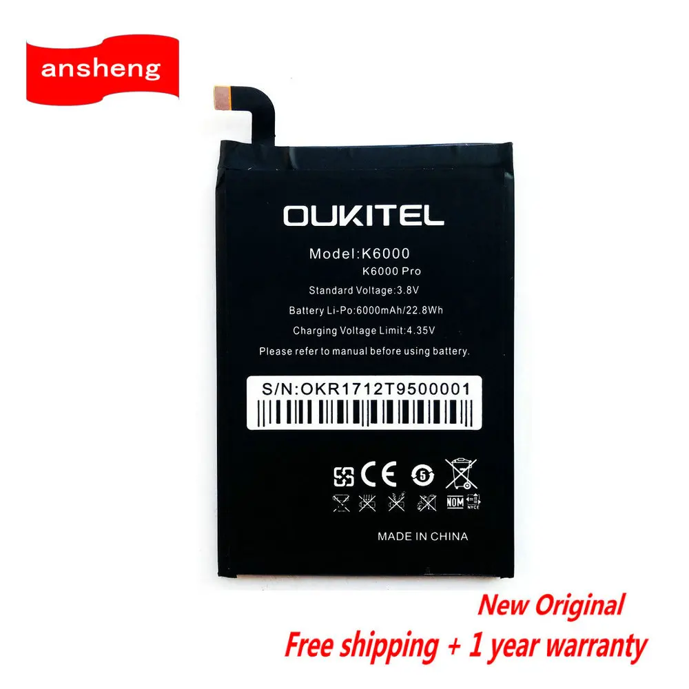 

Original 6000mAh Battery For Oukitel K6000/Oukitel K6000 Pro / Ulefone Power /DOOGEE T6 /DOOGEE T6 Pro / Homtom HT6 Smart Phone