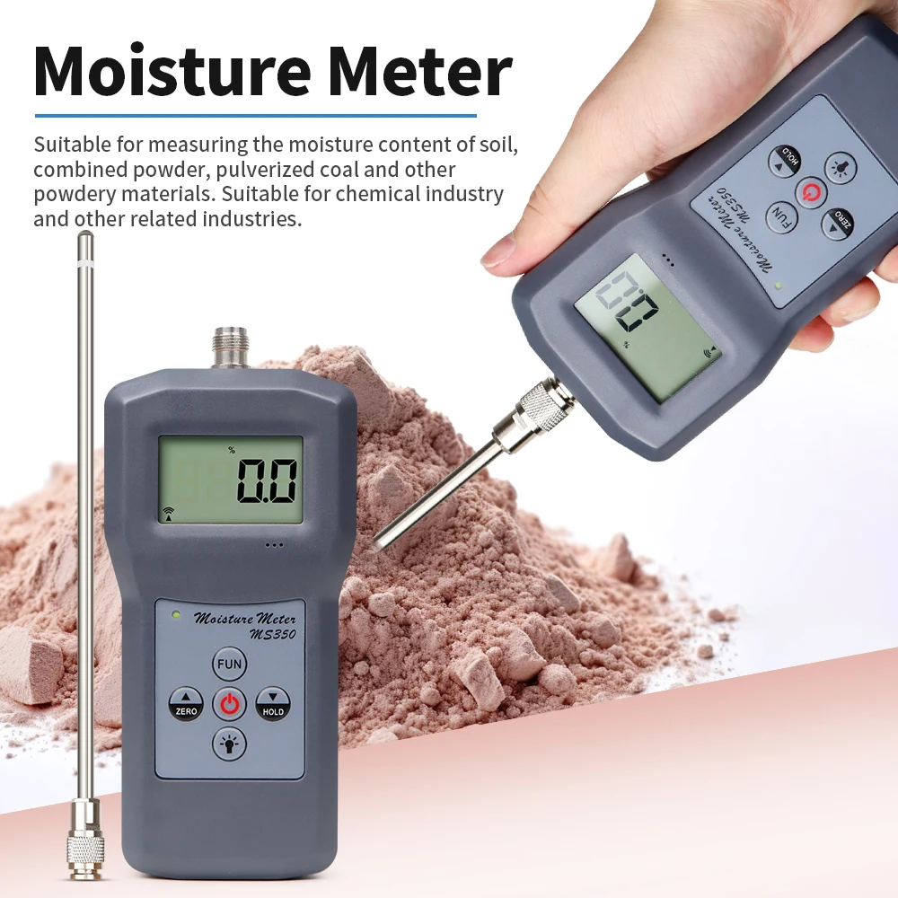 Portable Moisture Meter MS350 Measuring Range 0-80% Digital Capacitive Chemical Raw Materials Moisture Meter