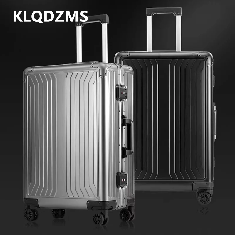 

KLQDZMS чемодан для салона, полностью алюминиево-магниевый сплав, посадочный ящик, 24 дюйма, 28 дюймов, чемодан на колесиках большой вместимости, 20 дюймов, дорожный багаж