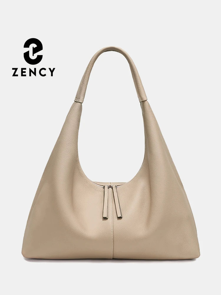 Zency Large Capacity Tote Bag Genuine Leather Hobo Bag Women Handbag Shoulder Purse For Shopper Work For Winter Bag for Mom Wife