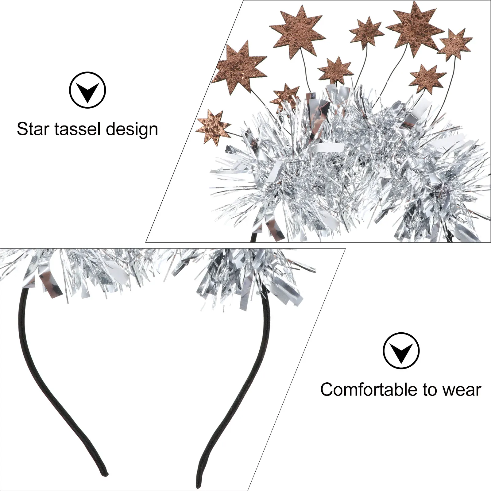 

2Pcs Star Lovely Hair B Party Tassel Decor Cosplay Headdress Hoop Christmas Party Tassel Headb Kids Premium Material