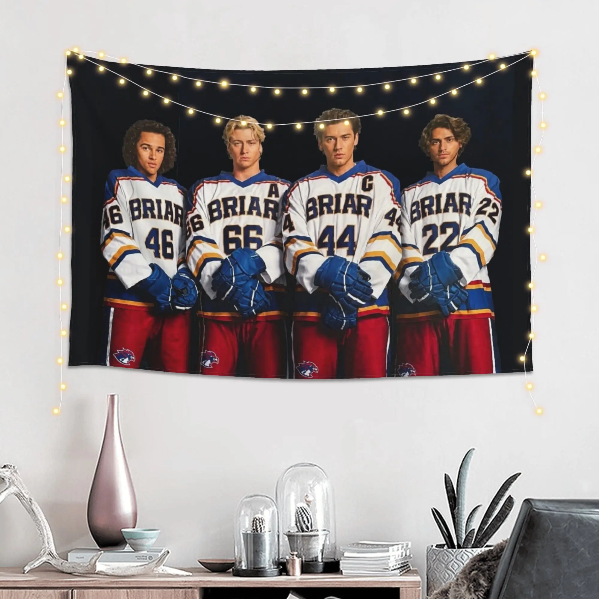 1pc Off Campus Briar Ice Hockey Four Guys Tapestry, Cool Room Stuff, Large Size, Polyester 2D Print,Bedroom Stuff, Sports Room D