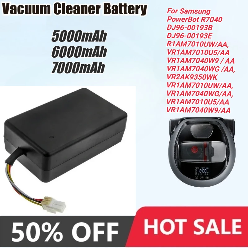 

Vacuum Battery for Samsung DJ96-00193B PowerBot R7040 R1AM7010UW VR1AM7010U5 VR1AM7040W9 VR2AK9350WK VR1AM7040WG VCA-RBT71/XAA