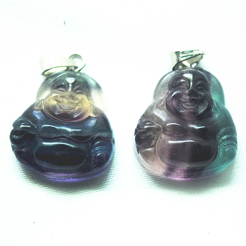 2PCS New Buddha Head Pendants Natural Fluorite Stone LOOSE BEADS Nature Semi Precious Stone Size 18-20MM Best CHOICES