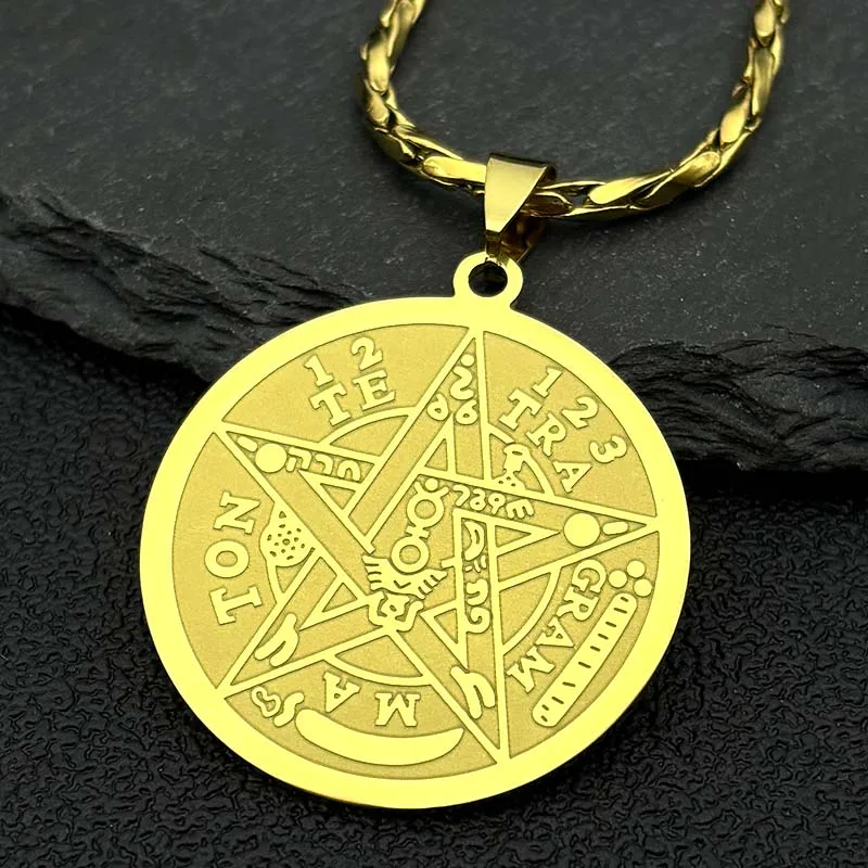 اليهودية Tetragrammaton العبرية الخماسي الفولاذ المقاوم للصدأ القلائد للرجال الذهب اللون الذكور سلسلة مجوهرات colar masculino N1163S