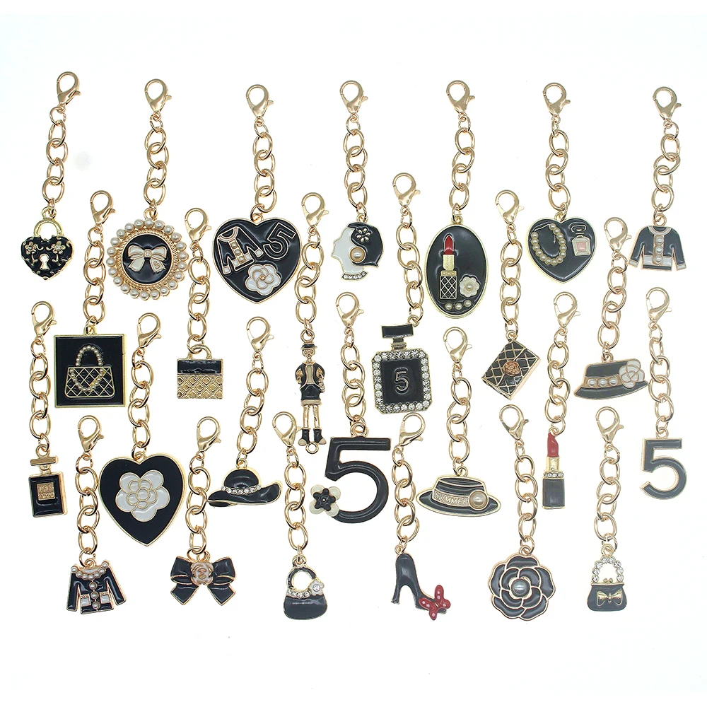 1pcs Alloy Metal Hat Lipstick Clothes Shoes keychain Charm Lobster Chain Buckle Kit Pendant For Enamel DIY Jewelry Accessories
