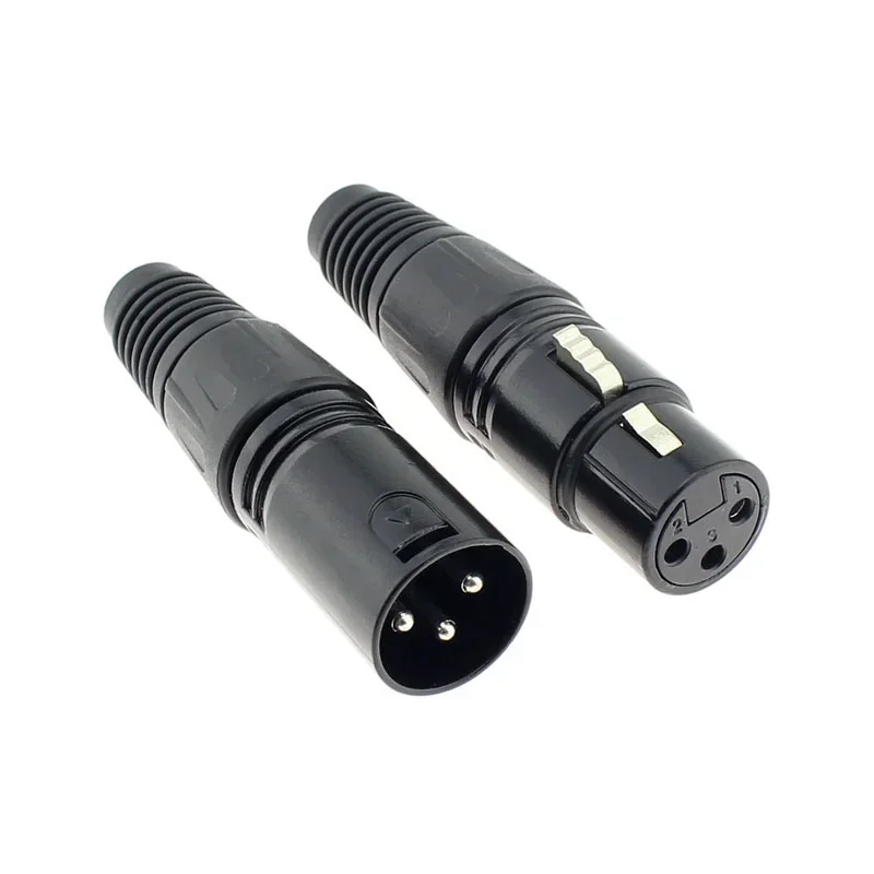 5/20/100PCS XLR DMX  Black 3 Pin Microphone Audio Cables  Connectors Plug Male Female