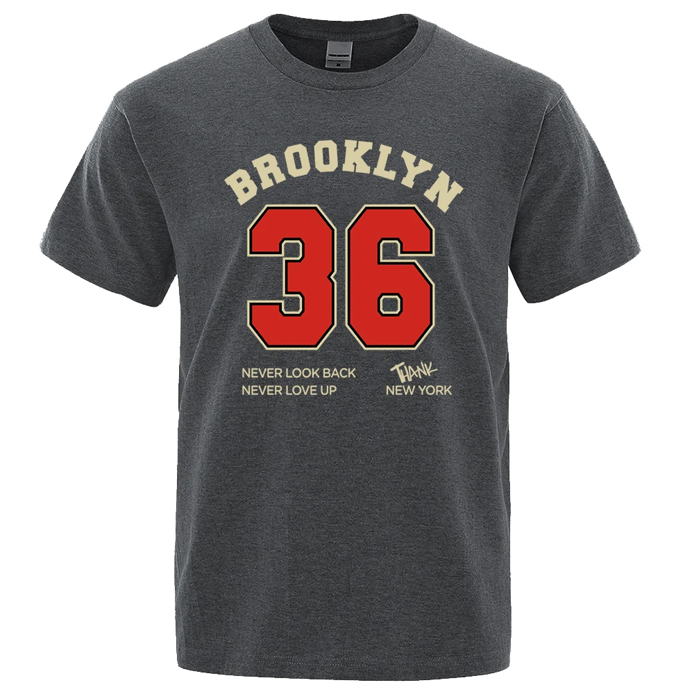 Brooklyn 36 New York Street Letter Print Tops Mann Casual T-Shirt Kleidung T-Shirts Rundhals Sommer T-Shirt Schweiß Baumwolle Lose T-Shirt