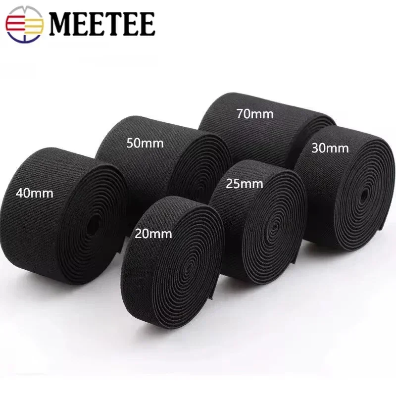 Meetee 5M 10-60mm Sewing Elastic Band Underwear Bra Rubber Tape Trousers Straps Belt Elastics Ribbon Binding Garment Accessories