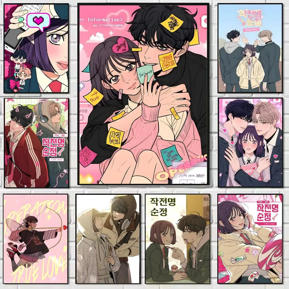 Webtoon O-Operation True Love Poster Self-adhesive Art Waterproof Paper Sticker Coffee House Bar Dorm Room Wall Decor