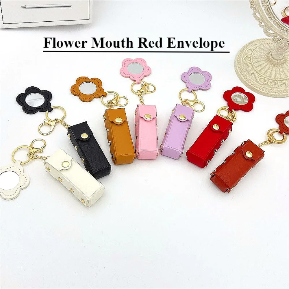 

Ladies Flower Lipstick Keychain Cute Floral Lipstick Holder Charm Purse Accessory for Women Girls Fashion Jewelry Key Ring Gift