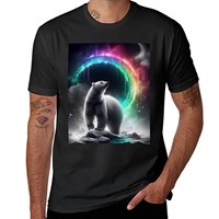 Monochromatic Polar Bear Within Rainbow Color Splash T-Shirt rapper graphic tees blue lock mens white t shirts