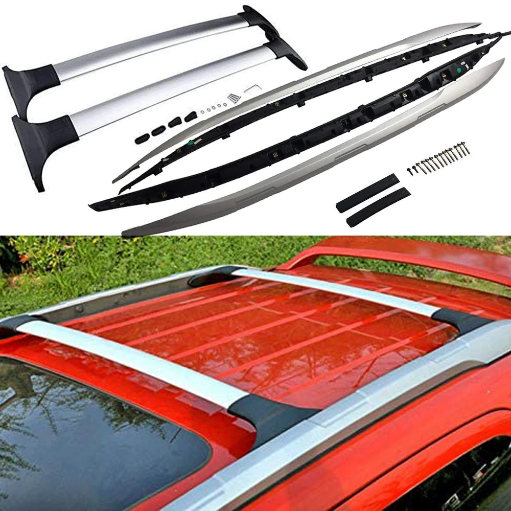 4Pcs Roof Rail Side Rail Roof Rack Cross Bars Crossbar Fit for Ecosport 2013-2021 - Silver