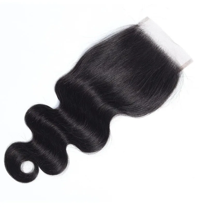 22 Zoll Echthaar 4x4 Transparenter Lace-Closure Body Wave, vorgezupft mit Babyhaar, brasilianisches unbehandeltes Jungfrauenhaar, natürliche Farbe – Detail 3