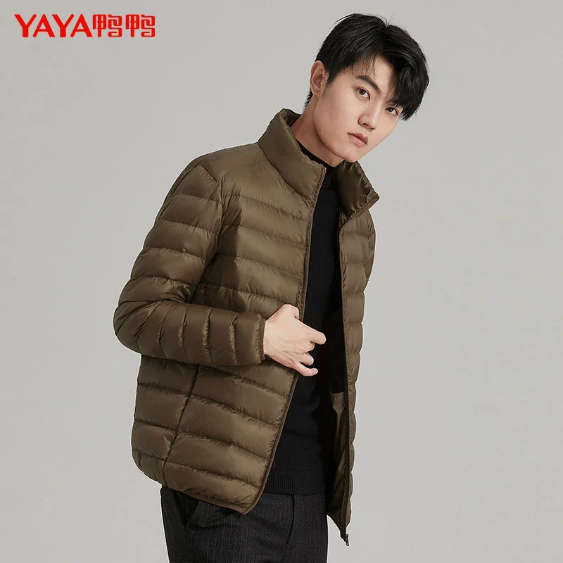 YAYA 2021 New Spring Autumn Short Men\'s Ultralight Duck Down Jacket Stand Collar Warm Coat Male Colorful Portable Outwear