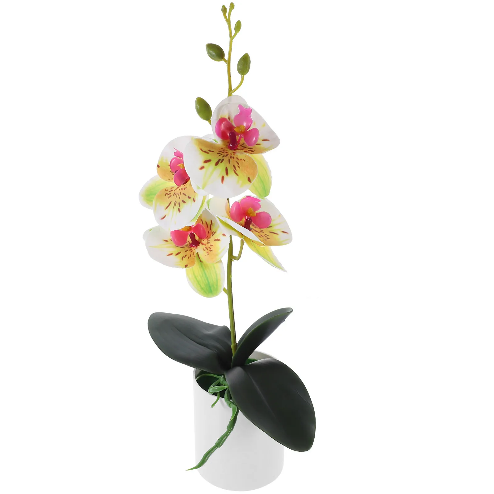 

Realistic Artificial Potted Orchid Desktop Decoration Vibrant Lightweight Fake Orchid Bonsai For Home Office Table