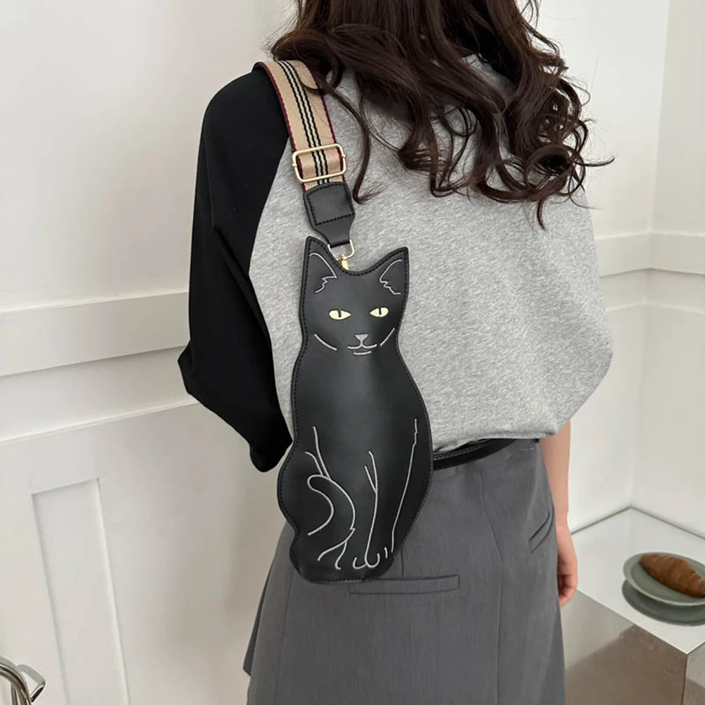 Cat Shape PU Women Handbags Cute Crossbody Female Bag Fashion Zipper Simple Adjustable Shoulder Strap Waterproof Shopping Travel